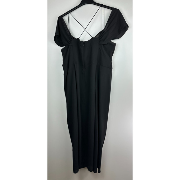 City Chic Entwine Ruched Cold Shoulder Tulip Midi Dress Black Plus Size L 20 - Picture 10 of 14